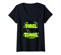 Mujer Yes I Padel No Tennis Pádel Jugador de Pádel Abanico Deporte Camiseta Cuello V