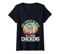 Mujer Yes I Really Do Need All These Chickens Pollo De Granja Camiseta Cuello V