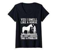 Mujer Yes I Smell Like A Horse Funny Horses Camiseta Cuello V