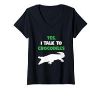 Mujer Yes I Talk To Crocodiles Funny Gift Animal Lover Crocodile Camiseta Cuello V