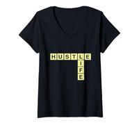 Mujer Yes I'm Hustling Motivación Entrenamiento Gimnasio Entrenamiento Traje Camiseta Cuello V