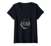 Mujer Yeshua - Religioso Hebreo Cristiano Jesús Fe Judá - Mitad Camiseta Cuello V