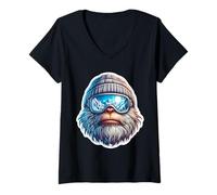 Mujer Yeti Skiing: Abominable muñeco de Nieve, Esquiador, estación de esquí de montaña Camiseta Cuello V