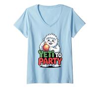 Mujer Yeti To Party Divertido Navidad Abominable muñeco de Nieve Camiseta Cuello V