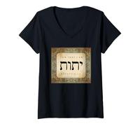 Mujer YHVH Soy el Que Soy Éxodo 3 14 Nombre de Dios a Moisés Hebreo Camiseta Cuello V