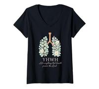 Mujer YHWH Que Todo Lo Que Respira Alabe A Christian Camiseta Cuello V
