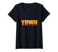 Mujer YHWH - Tetragrammaton Nombre Hebreo de Dios Yahvé Fe Camiseta Cuello V