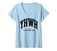 Mujer YHWH Yo Soy Que Soy Cristiano, Las Mujeres aman a Dios & Jesús Camiseta Cuello V