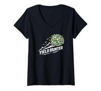 Mujer Yield Hunter Dividend Growth Machine Diseño de inversores Camiseta Cuello V