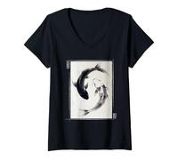 Mujer Yin Yang Koi Fish Tai Chi Taoísmo Zen Artes Marciales Camiseta Cuello V