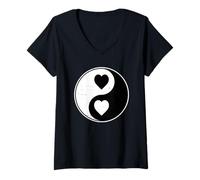 Mujer Yin Yang - Símbolo del corazón del Amor - Budista Zhen Spiritual Camiseta Cuello V