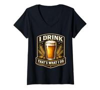 Mujer Yo Bebo, eso es lo Que Hago, Divertido Fabricante de Cerveza casera para Amantes de la Cerveza Camiseta Cuello V