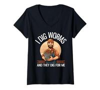 Mujer Yo cavo Gusanos y Cavan para mí Funny Worm Farming Camiseta Cuello V