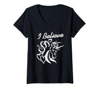 Mujer Yo Creo En Unicornios Fantasía Magia Corazón Poder Camiseta Cuello V