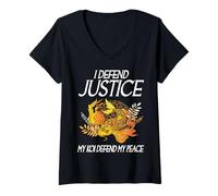 Mujer Yo defiendo la Justicia Mi Koi defiendo mi Paz Koi Loving Abogado Camiseta Cuello V