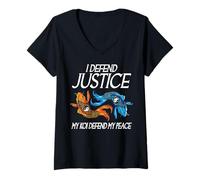 Mujer Yo defiendo la Justicia Mi Koi defiendo mi Paz Koi Loving Abogado Camiseta Cuello V