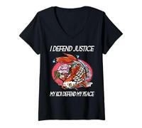 Mujer Yo defiendo la Justicia Mi Koi defiendo mi Paz Koi Loving Abogado Camiseta Cuello V