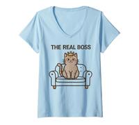 Mujer Yo, el Bos, Lindo Gato, Cita del Trono Camiseta Cuello V