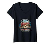 Mujer Yo elegiría la vida en el campo antes que la vida en la ciudad cualquier día Camiseta Cuello V