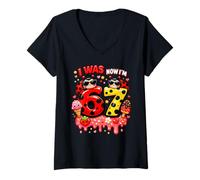 Mujer Yo era 6 Ahora Soy 7 Helado Amante Mariquita 67 Meme Cumpleaños Camiseta Cuello V