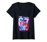Mujer Yo era 6 Ahora Soy 7 Lindas Niñas Cumpleaños Meme 7th Squad Girl Camiseta Cuello V