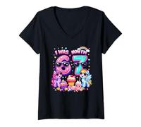 Mujer Yo era 6 Ahora Soy 7 Magical Rainbow Pony 67 Meme Niños Cumpleaños Camiseta Cuello V