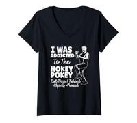 Mujer Yo era Adicto a la Broma de Juego de Palabras de papá Divertido de Hokey Pokey Camiseta Cuello V