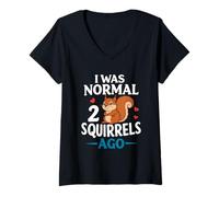 Mujer Yo era normal 2 ardillas atrás dicho divertido Camiseta Cuello V