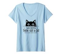 Mujer Yo Era Normal, Entonces Tuve Un Gato. Ahora Juzgamos Juntos Camiseta Cuello V