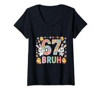 Mujer Yo era Seis Ahora Soy Siete Pascua 67 Meme 7 Cumpleaños Camiseta Cuello V