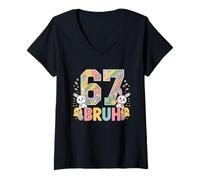 Mujer Yo era Seis Ahora Soy Siete Pascua 67 Meme 7 Cumpleaños Camiseta Cuello V