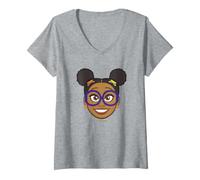 Mujer Yo Gabba Gabba! Girl with Purple Glasses Character Big Face Camiseta Cuello V