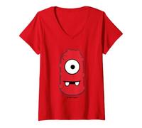 Mujer Yo Gabba Gabba! Muno Red Character Big Face Camiseta Cuello V