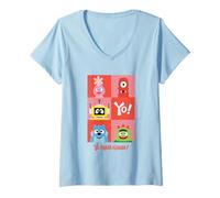 Mujer Yo Gabba Gabba! Yo Character Portrait Grid Camiseta Cuello V