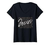 Mujer Yo Hablo El Nombre de Jesús Declaración Cristiana Adoración Camiseta Cuello V