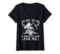 Mujer Yo Ho Yo Ho A Pirates Life Skull Crossbones Hombres Mujeres Niños Camiseta Cuello V