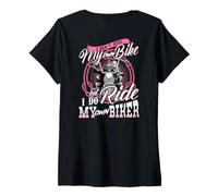 Mujer Yo no conduzco mi Propia Bicicleta, Pero sí Montar mi Propio Motorista Camiseta Cuello V