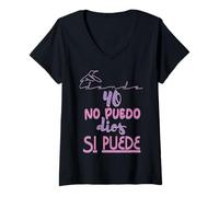 Mujer Yo no puedo, Dios si puede Camiseta Cuello V