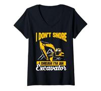 Mujer Yo no Ronco Sueño Operador de Excavadora Divertido Camiseta Cuello V