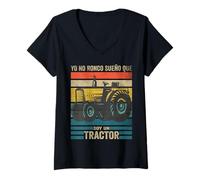 Mujer Yo No Ronco Sueño Que Soy Un Tractor Vintage Retro Grangero Camiseta Cuello V
