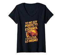 Mujer yo no soy perfecto pero soy español orgullo diseño Camiseta Cuello V