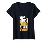 Mujer Yo Nunca Pierdo en Padel Siempre Gano Aprendiendo Camiseta Cuello V