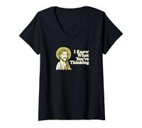 Mujer Yo sé lo que estás pensando Cita divertida Jesús Meme Christian Camiseta Cuello V