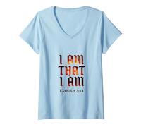 Mujer Yo Soy el Que Soy | Éxodo 3:14 Biblia Fe Auto Realización Camiseta Cuello V