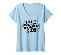 Mujer Yo Soy la Hermana con los niños Cincuenta Leven Camiseta Cuello V