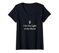 Mujer Yo Soy la Luz del Mundo Biblia de Afirmación Espiritual Camiseta Cuello V