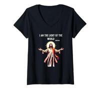 Mujer Yo soy la Luz del Mundo Jesús versículo de la Biblia Camiseta Cuello V