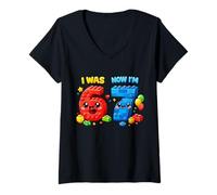 Mujer Yo tenía Seis Ahora Tengo Siete 6 7 Bloques de construcción 67 Meme 7th Bday Camiseta Cuello V