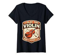 Mujer Yo toco el violín eso es lo Que Hago Profesor Violinista Vintage Camiseta Cuello V