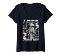 Mujer Yo Trabajo Mientras Otros Hablan Samurai Silent Grind Samurai Cita Camiseta Cuello V